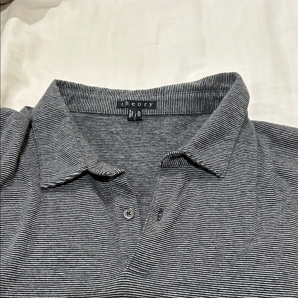 Theory Men's Polo in Gray Stripes